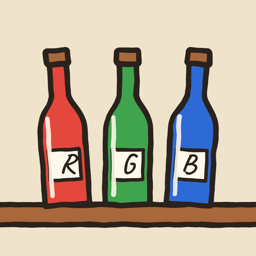 Color Bar app icon: red, green and blue bottles on a shelf