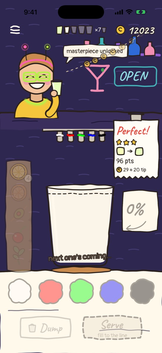A perfect serve at the neon night bar: 96 points, three stars and a happy customer